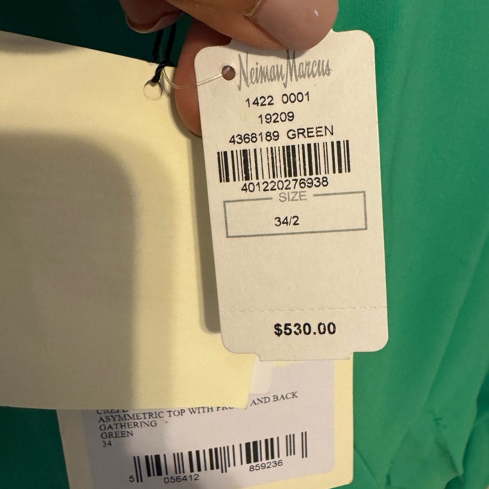 Green Asymmetrical Ruched Long Sleeve Blouse - Picture 10 of 15